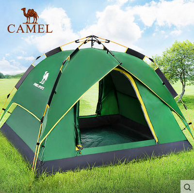 駱駝帳篷戶外3-4人 自動雙層防雨 野外露營帳篷